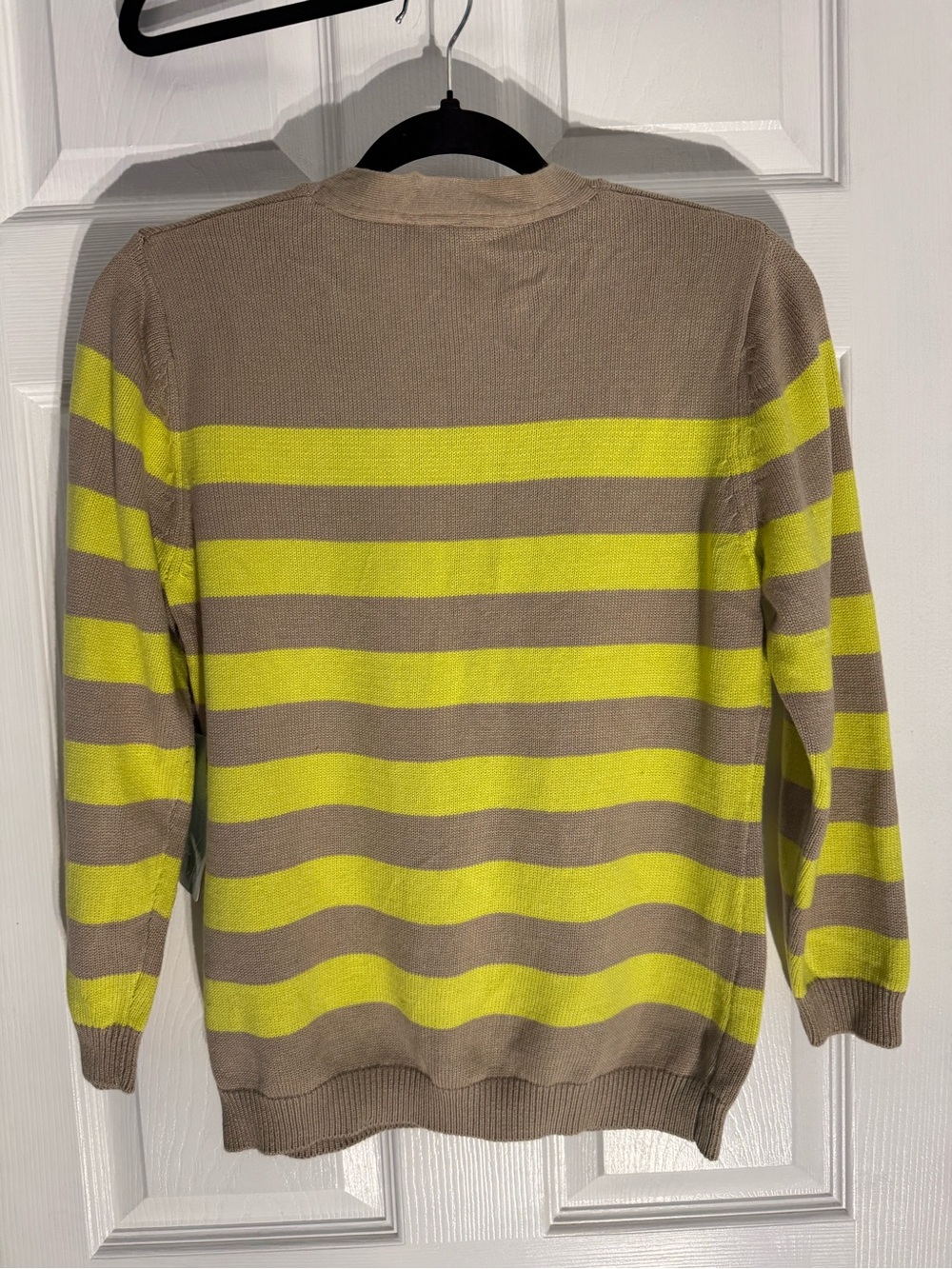 Forever 21 Taupe and Neon Yellow Striped Bow Tie Cardigan - Picture 2 of 6